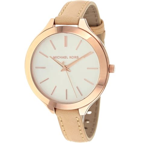 michael kors women's mk2284 runway slim beige strap watch|Oversized Slim Runway Beige Gold.